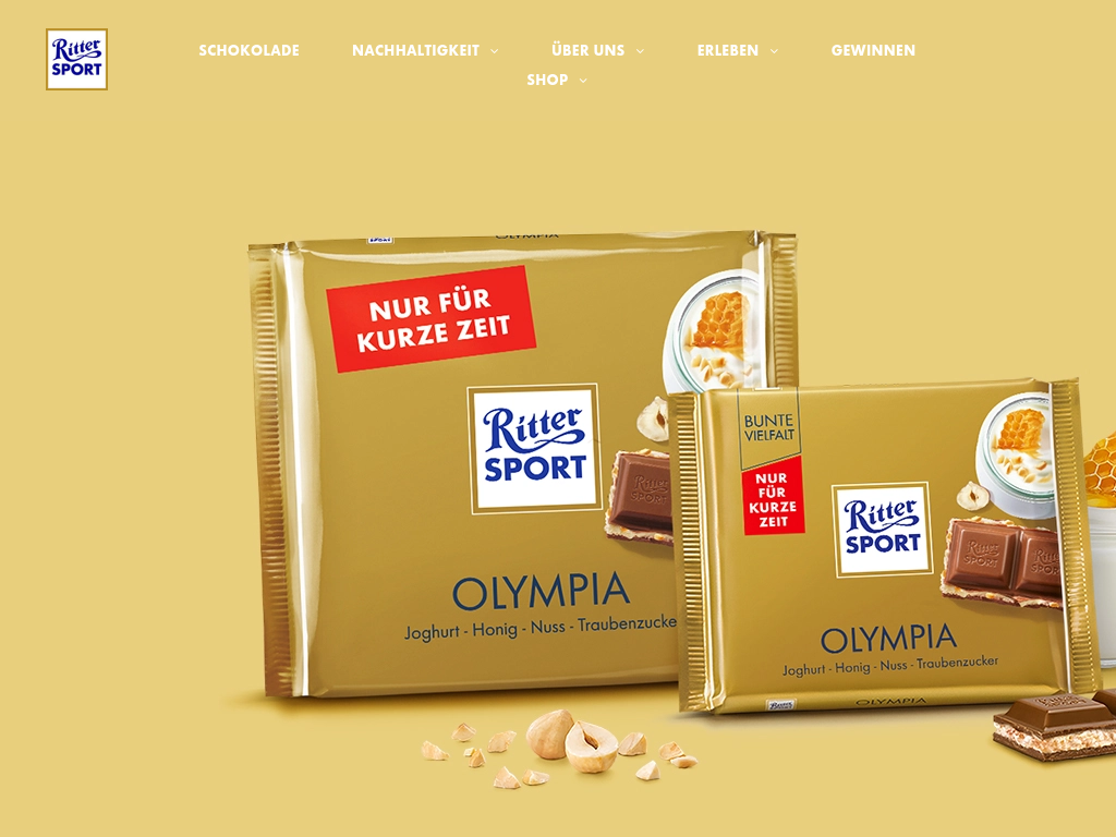 Ritter Sport Olympia Fanbox prall gefüllt mit 10 Tafeln Schokolade