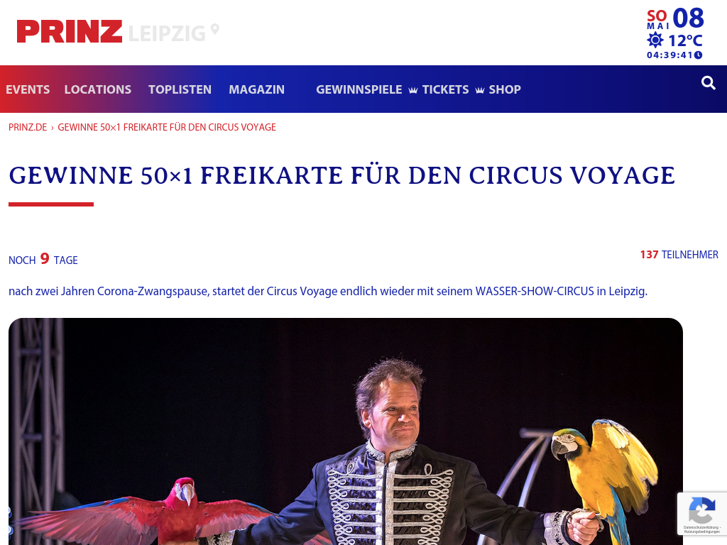 50x1 Freikarte für den Circus Voyage - PRINZ in Leipzig