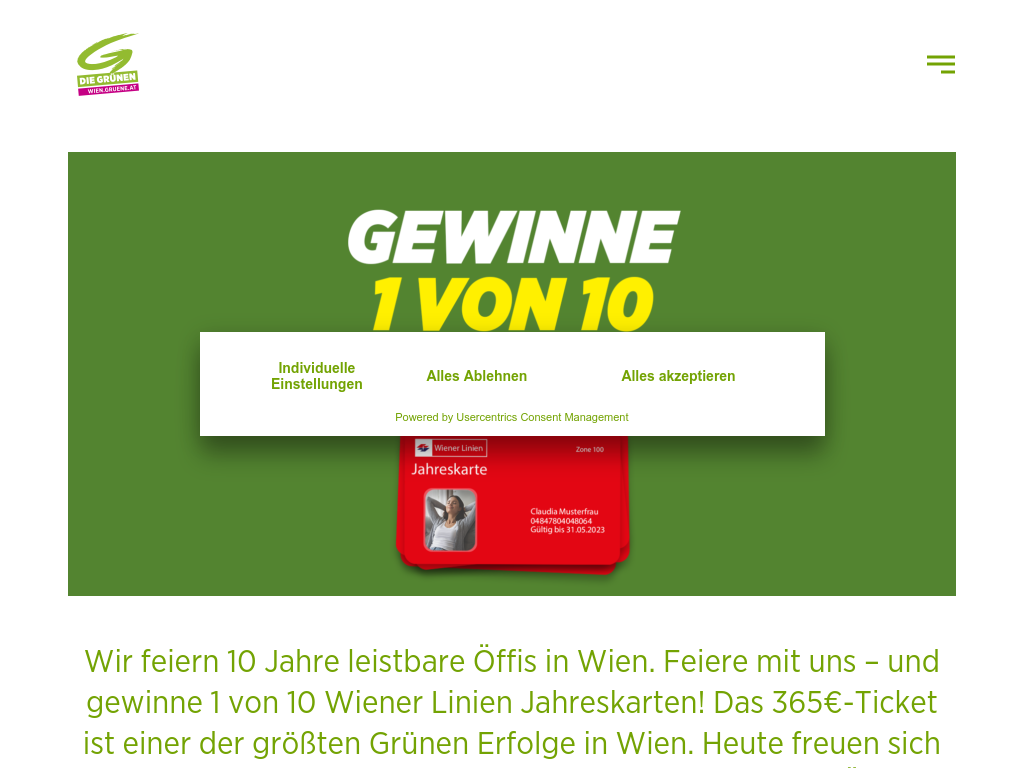 10 x eine Jahreskarte der Wiener Linien im Wert von 365 €