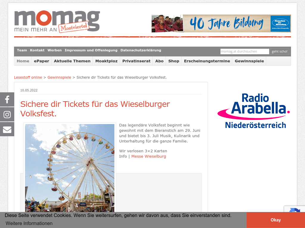 3 x 2 Tickets für das Wieselburger Volksfest