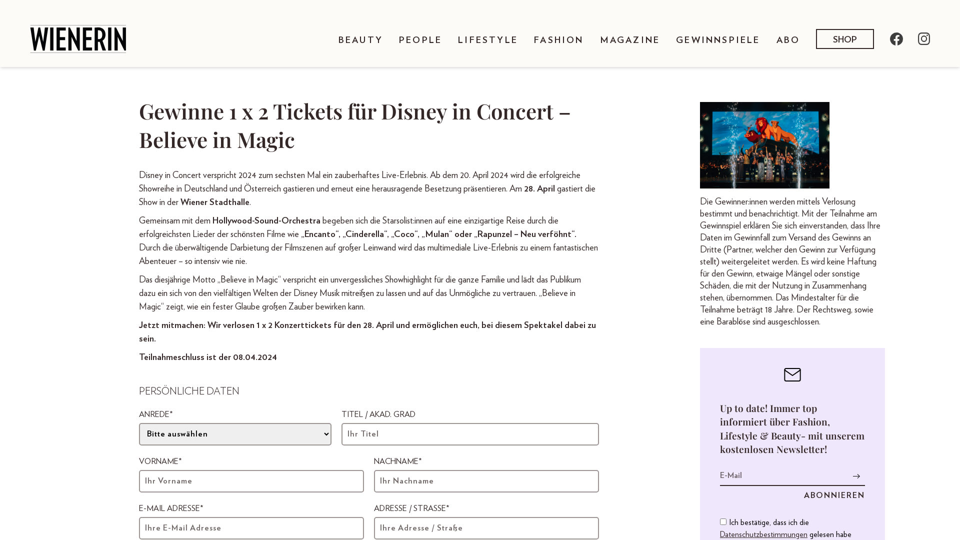 1 x 2 Tickets für Disney in Concert